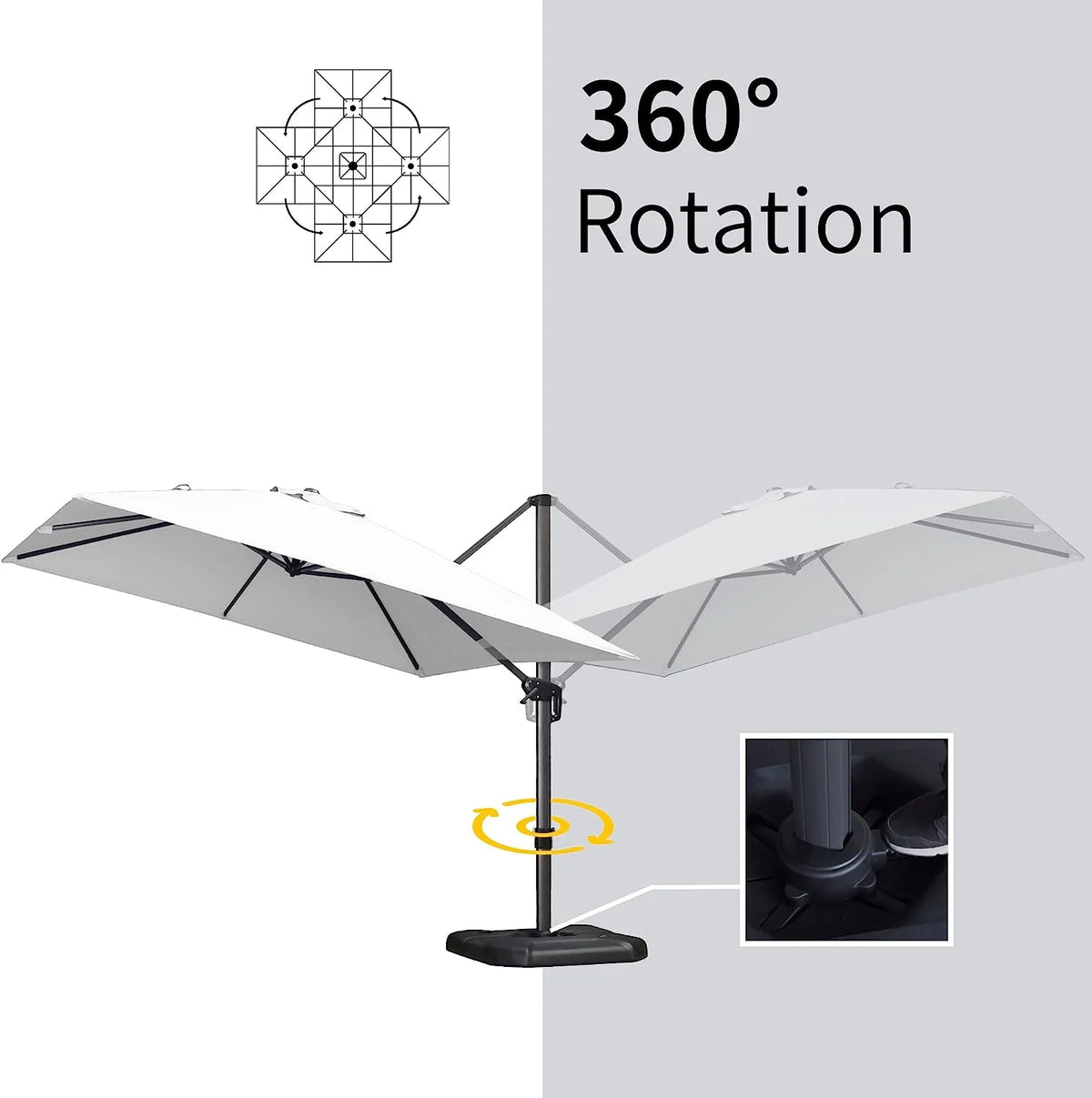 PURPLE LEAF 8x8 Ft Cantilever Umbrella Square Outdoor Patio Umbrella Large Offset Hanging Umbrella Aluminum Umbrella with 360°Rotation Adjustable Garden Pool Umbrella,Beige