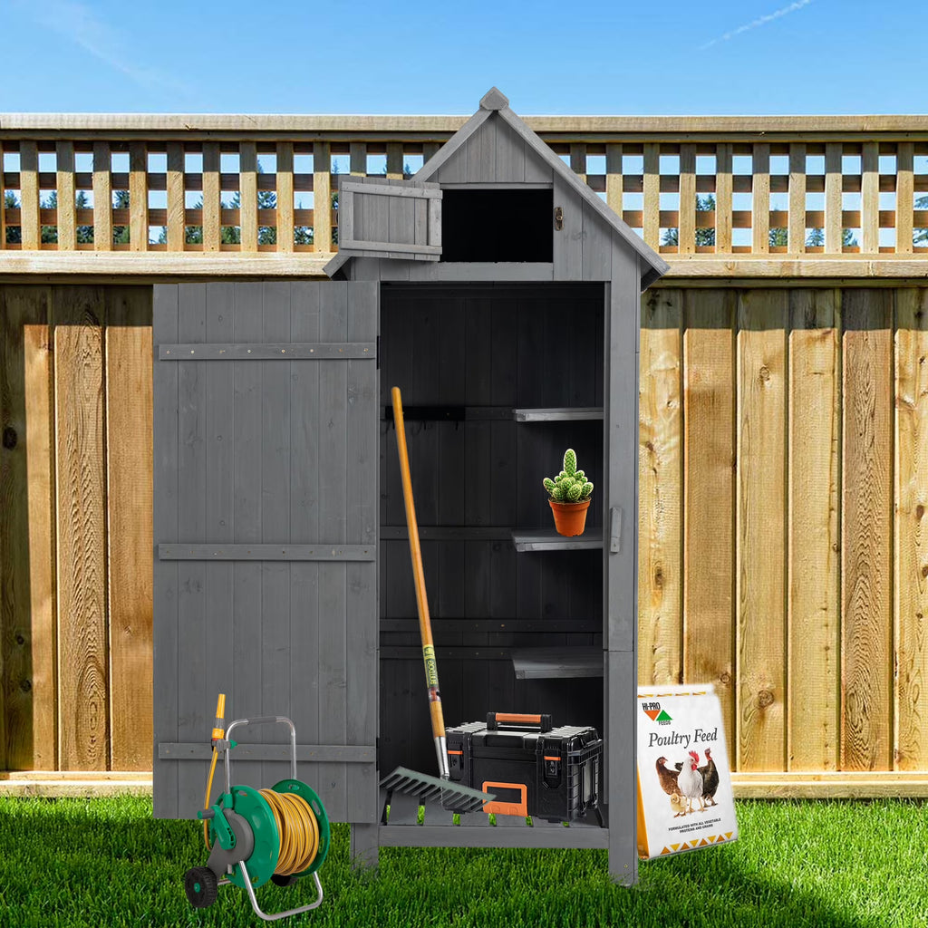 Miniyam 70.55" Outdoor Storage Shed, Garden Tool Storage Cabinet for Home Yard, Natural