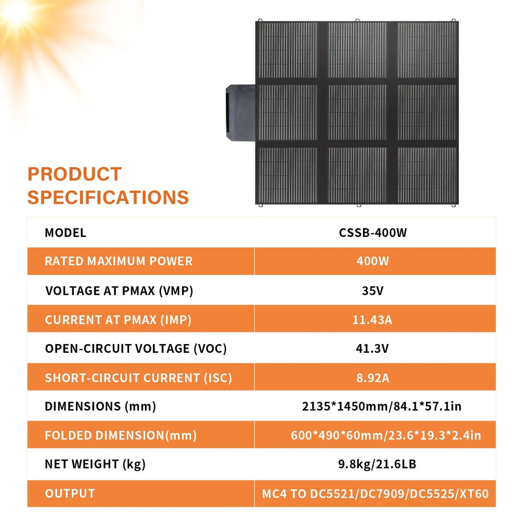 LVYUAN 400 Watt Foldable Solar Panel Kit, Portable Solar Charger Waterproof IP67 Solar Generator with MC4 Connector for Power Station, Camping, RV, Boat & Emergency
