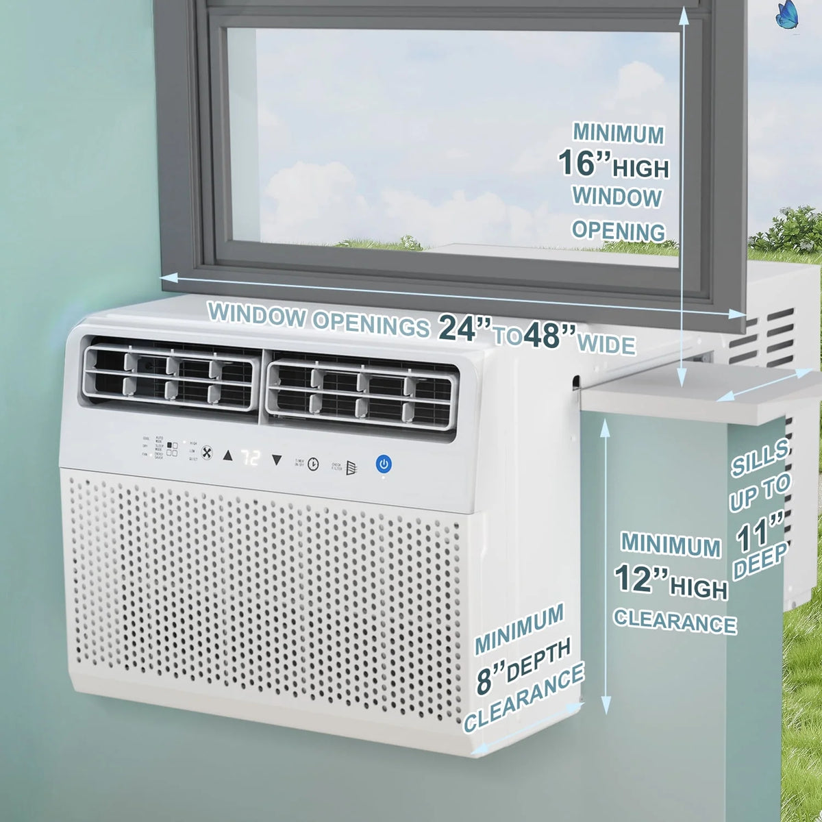 KISSAIR 10,000 BTU U Shaped Window Air Conditioner with Remove Control , for Room AC Unit 6 Modes &3 Fan Modes , Cools up to 450 Sq. Ft