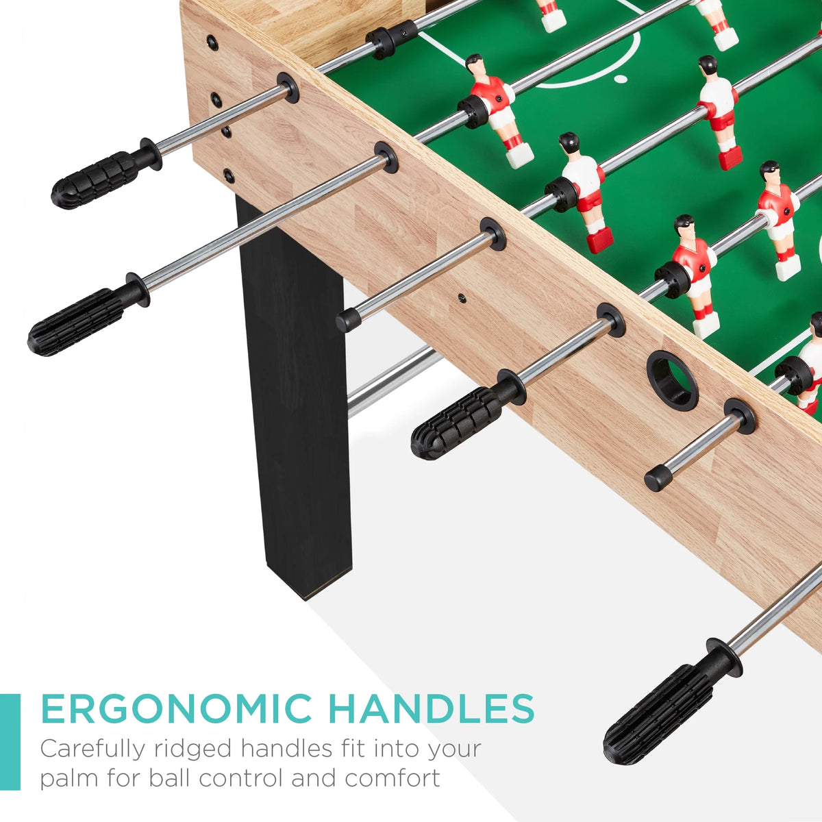 Best Choice Products 48in Competition Sized Foosball Table for Home, Game Room w/ 2 Balls, 2 Cup Holders - Light Brown