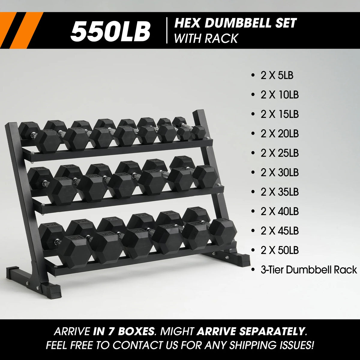 Mikolo Rubber Hex Dumbbell Set with Racks, Option in 450lbs, Strength Training Weight Set Home Gym