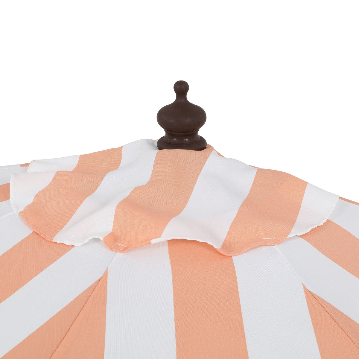 JONATHAN Y Beverly 9 ft. Half Market Patio Umbrella, Designer Classic Scalloped Fringe with Crank, Tilt Button and UV Protection, Blue/White/Cream, Dark Brown Pole