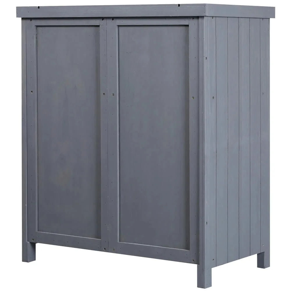 Spaco Garden Storage Cabinet, Outdoor Tool Shed with Galvanized Top and Two Shelves, Yard Tools or Pool Accessories, Gray