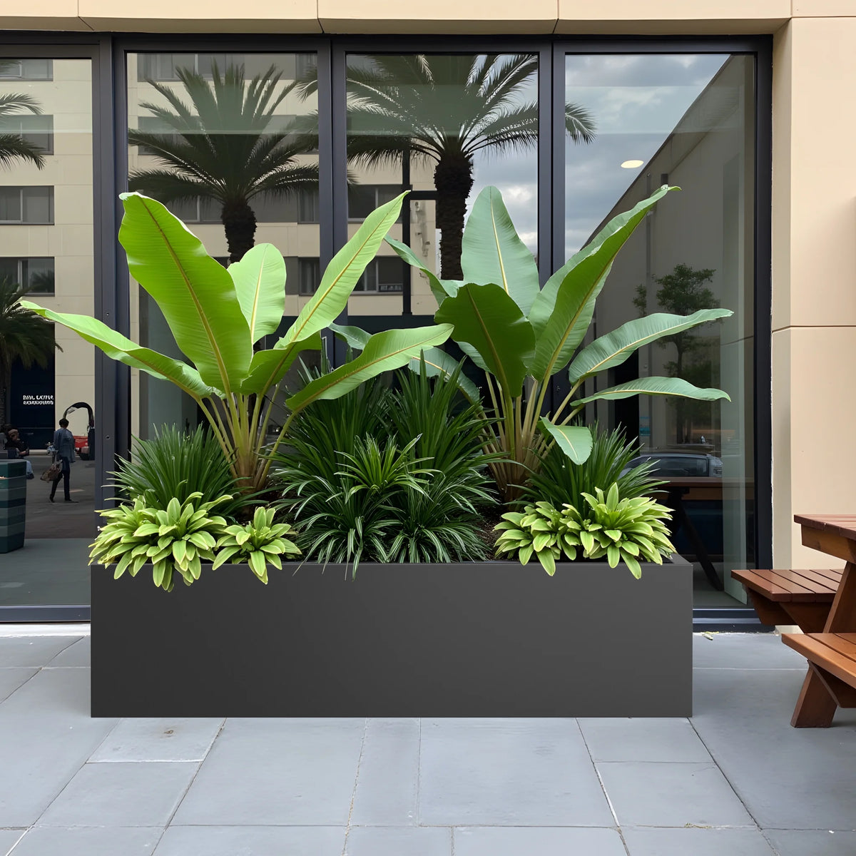 MAYEERTY 36*9*9" Gray Modern Large Rect Metal Planter Box with Drainage Hole for Outdoor Gardening & Balcony