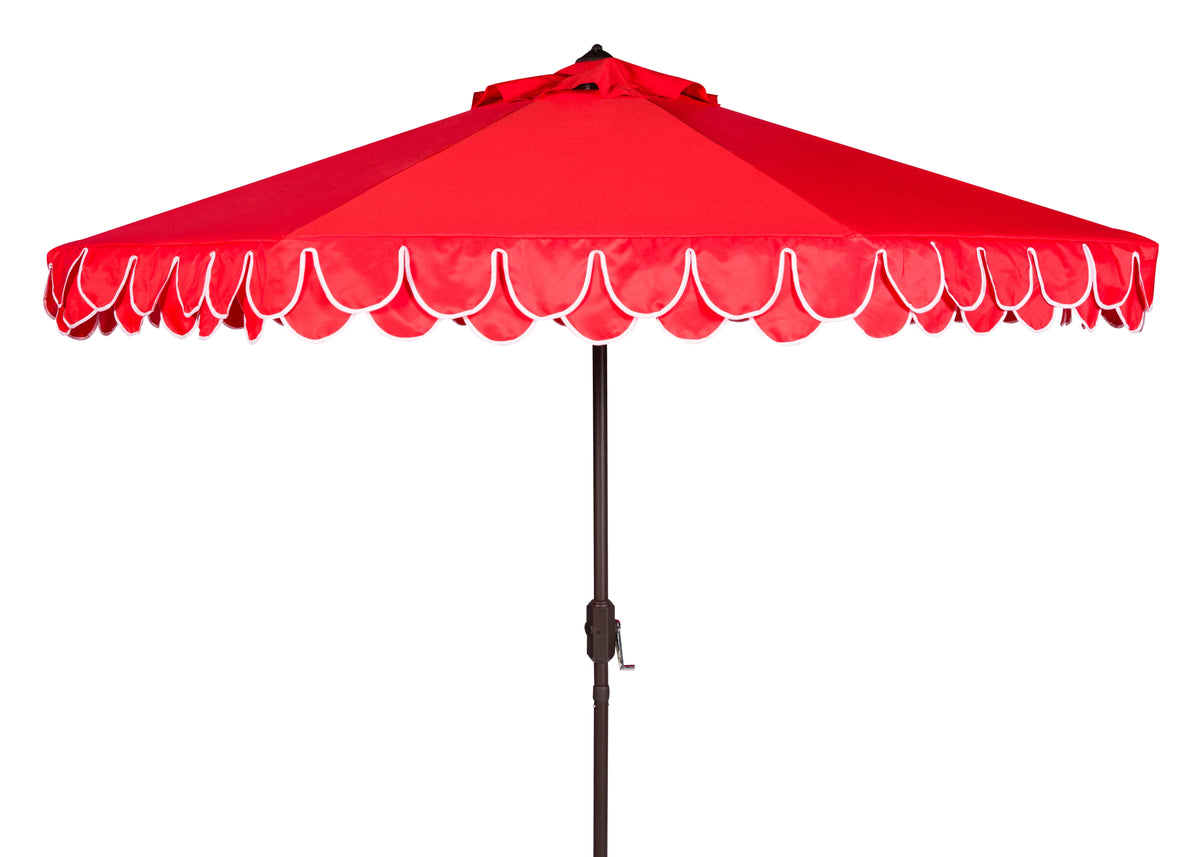 SAFAVIEH Outdoor Collection Elegant Valance 9-Foot Tilt Umbrella Navy / White