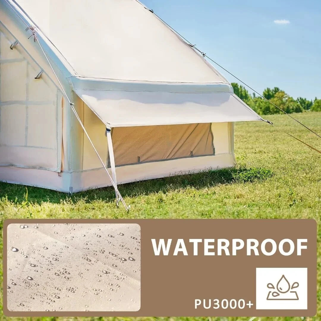 NAIZEA Inflatable Tent Air Glamping Tents 6Person Cabin Tent&Mesh&Chimney Window