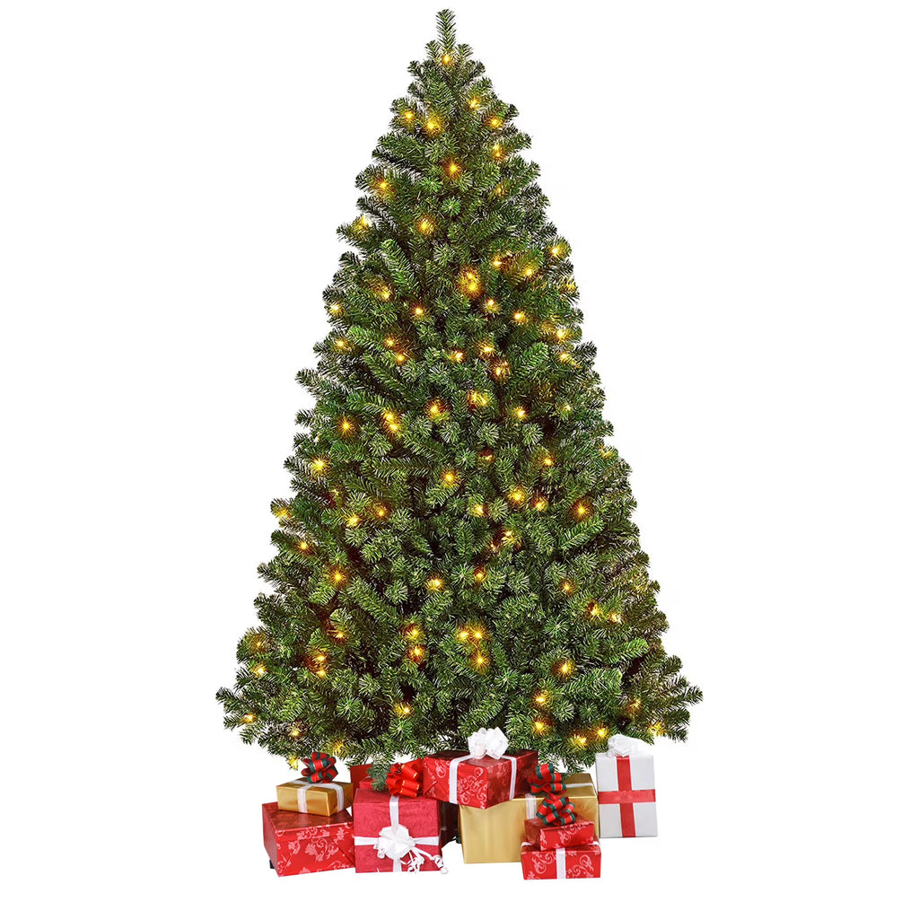 Vebreda 6FT Pre-Lit Artificial Christmas Tree with 300 Warm White LED Lights, Hinged Branch Design, Eco-Friendly PVC Needles & Foldable Metal Stand for Home, Office & Holiday Dcor