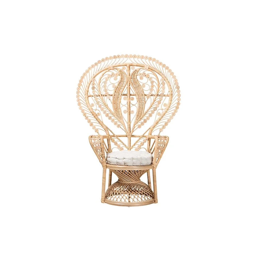 bali & pari Fedra Modern Bohemian Natural Brown Rattan Peacock Accent Chair