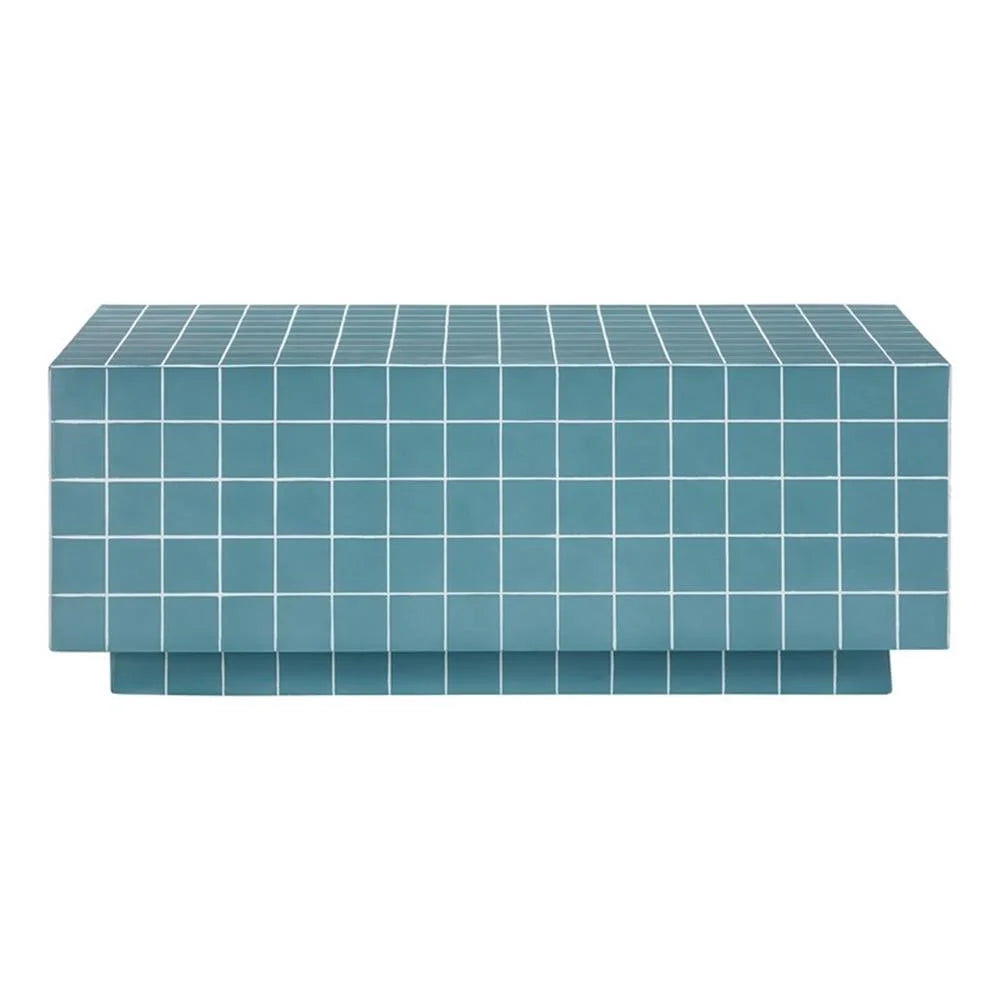 Pemberly Row Contemporary Blue Tile Indoor / Outdoor Coffee Table