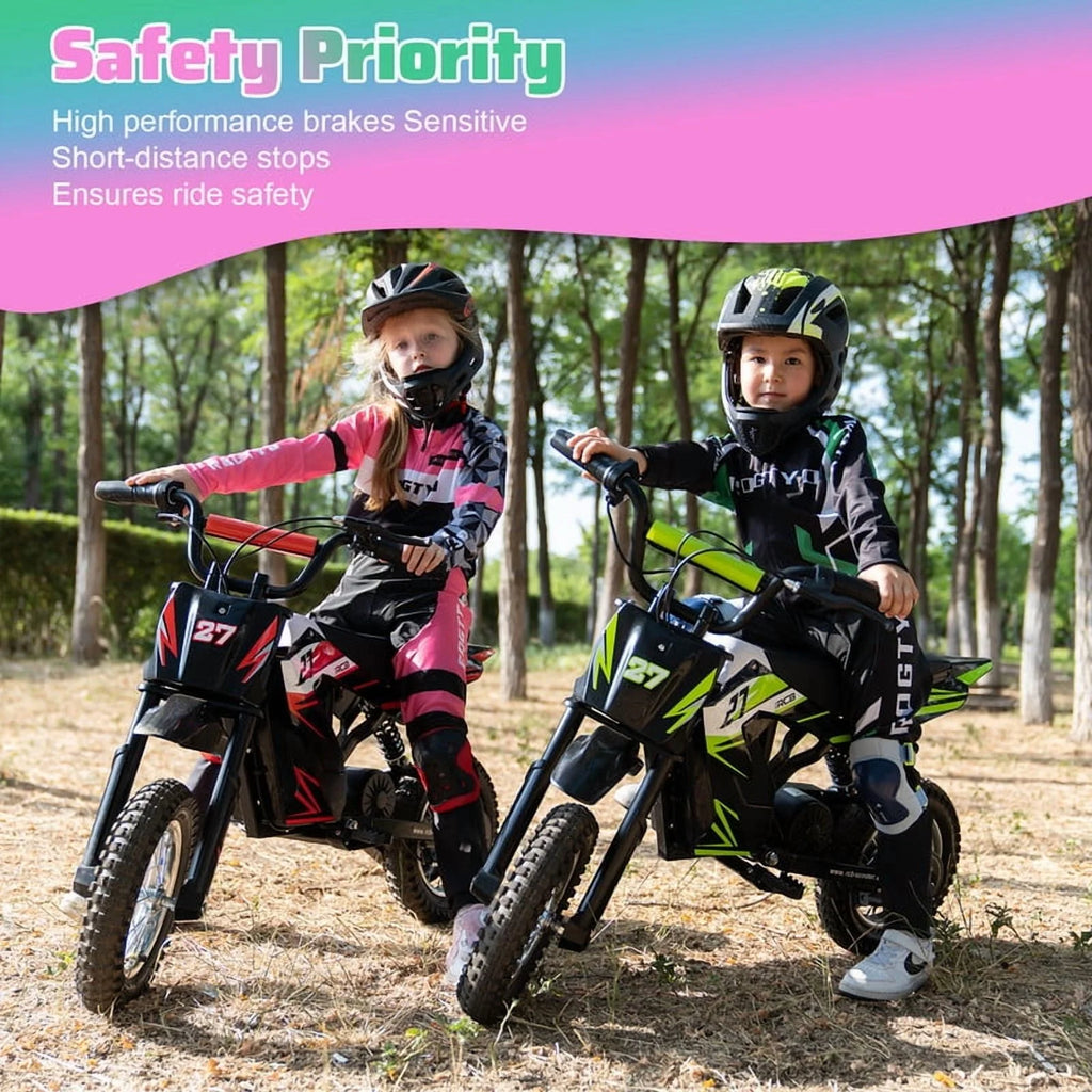 RCB Electric Dirt Bike,36V&300W&10Miles,3 Speed Modes Motocross for Kids Ages 3-12 Red