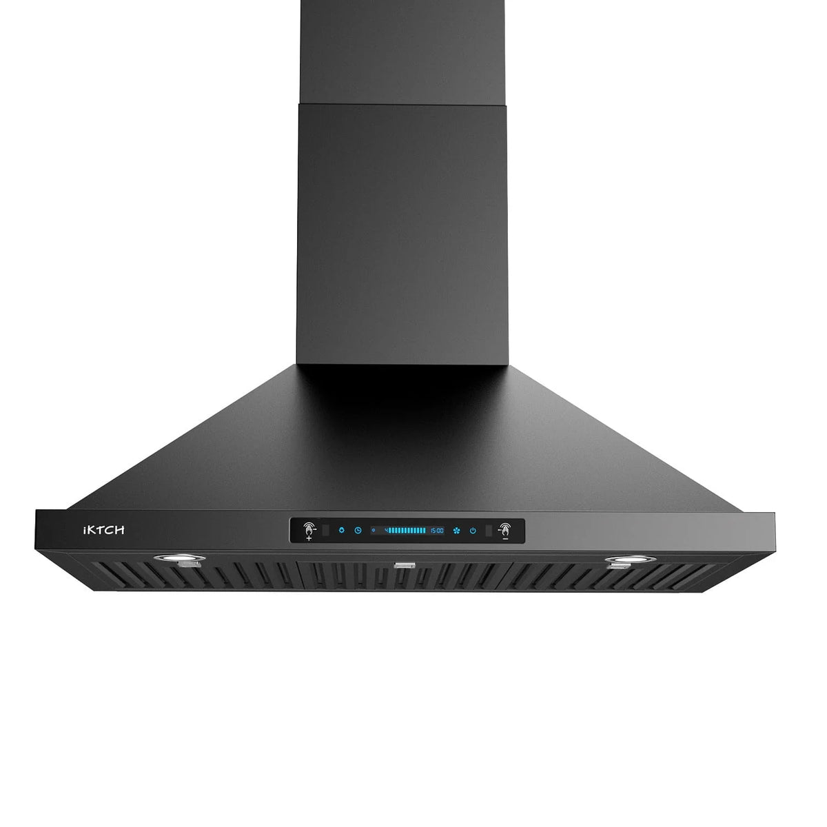 IKTCH 30 inch Black Wall Mount Range Hood, 900 CFM Ducted/Ductless Stainless Steel Vent Hood with Gesture Sensing & Touch Control Switch Panel, 2 Pcs Adjustable Lights(IKP02-30-BSS)