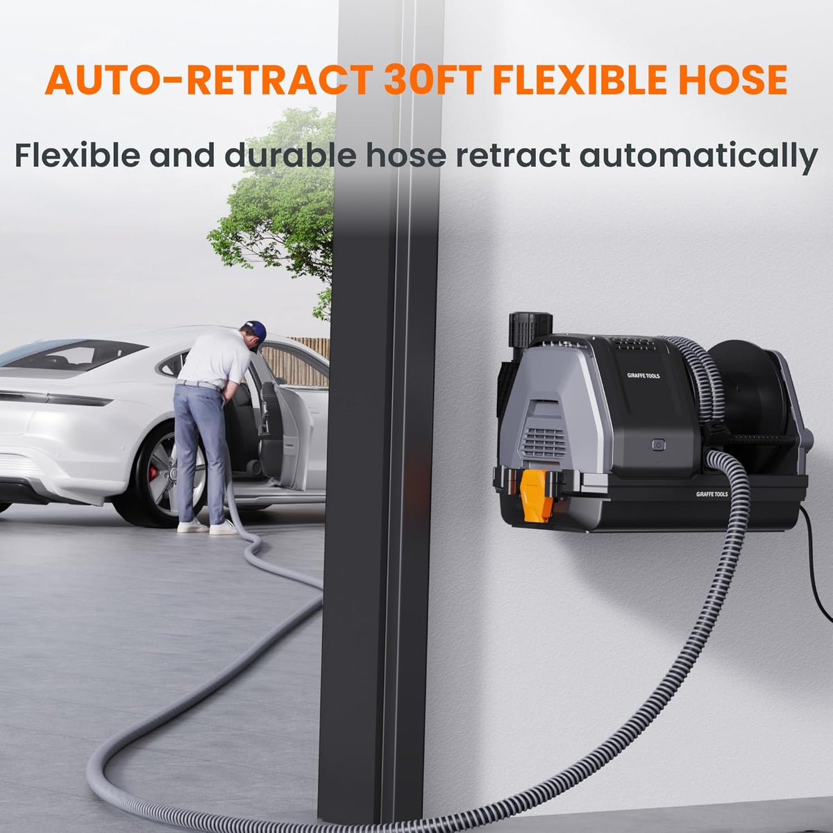 Giraffe Tools Wet Dry Vacuum Cleaner with 30FT Retractable Hose--Remote Control