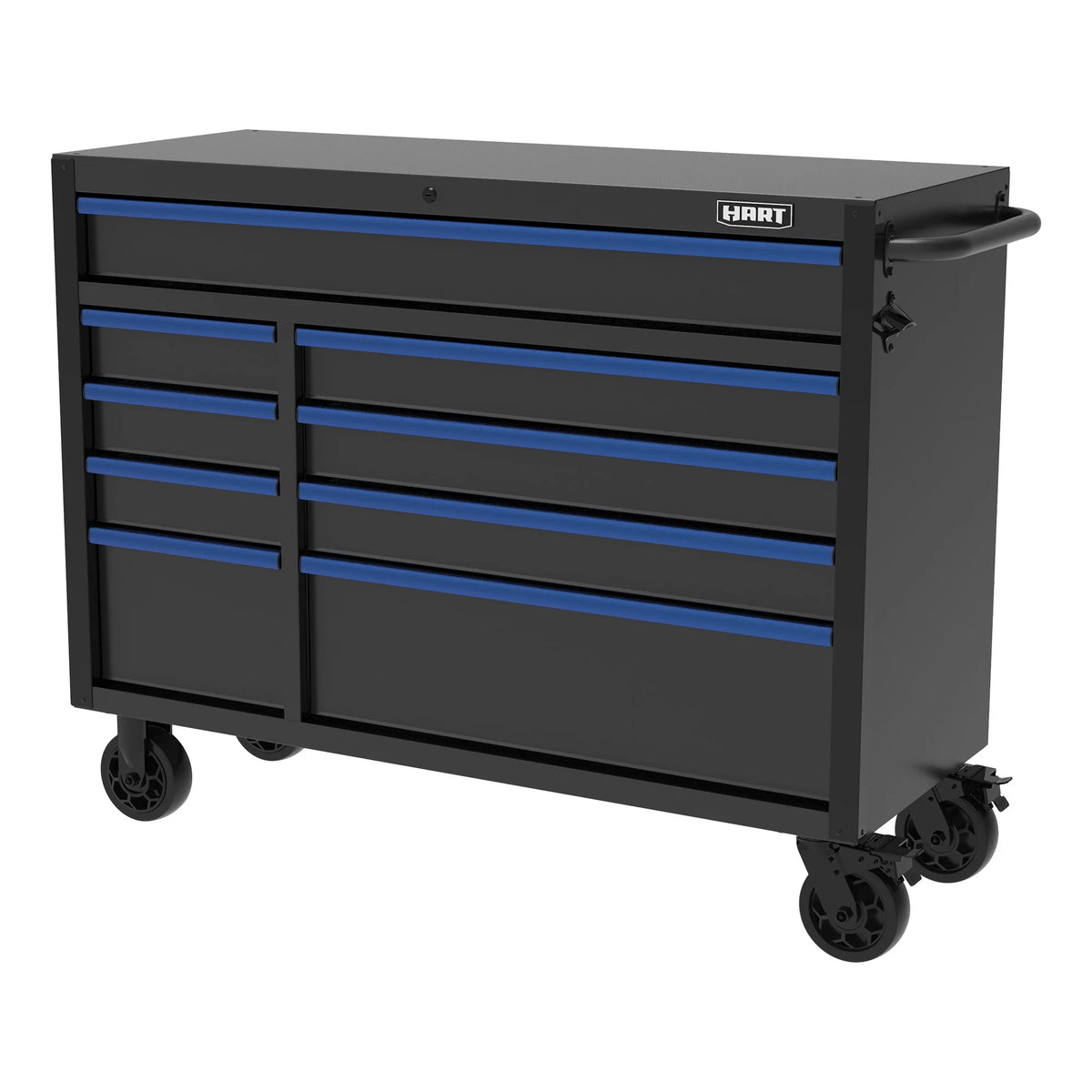 HART 52-Inch 9-Drawer Heavy-Duty Steel Tool Cabinet, Locking Rolling Garage Storage