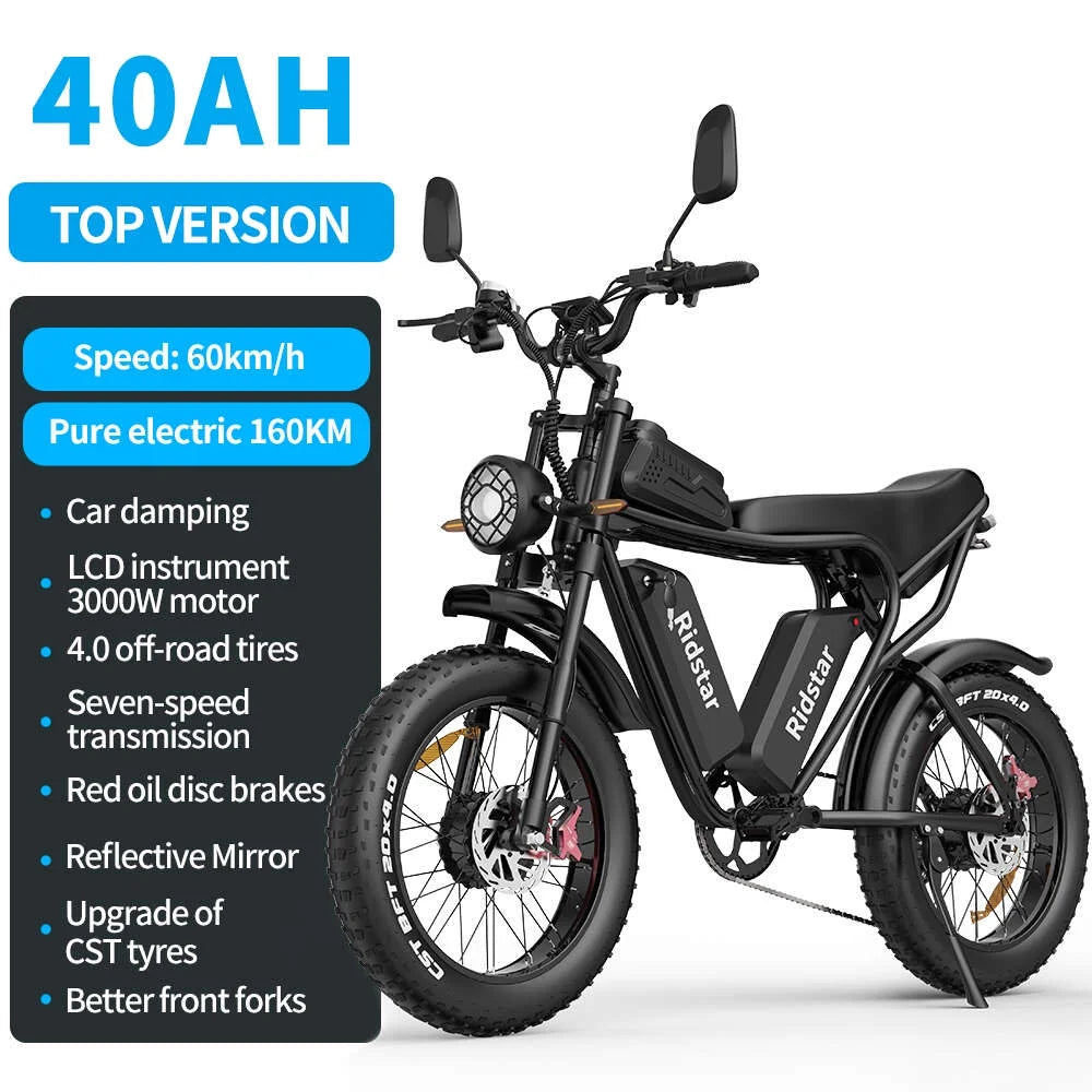 1500W MTB Electric Bicycle 48V 20Ah Removable Battery E-Bike Electric Bike for Adults 20" Fat Tire Electric Motorcycle, Shimano 7 speed Full Suspension Mountain Bike UL2849