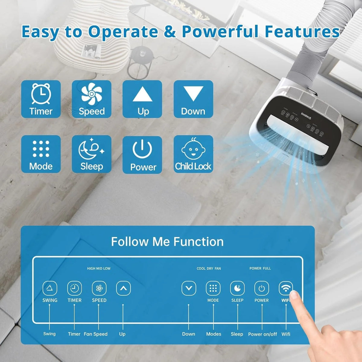 GAOMON 14000BTU Portable Air Conditioners Cool up to 750 Sq Ft, 3 in 1 Portable AC Units for Rooms with Fan & Dehumidifier, Remote Control, Sleep Mode, 24H Timer, Window Vent Kit,White