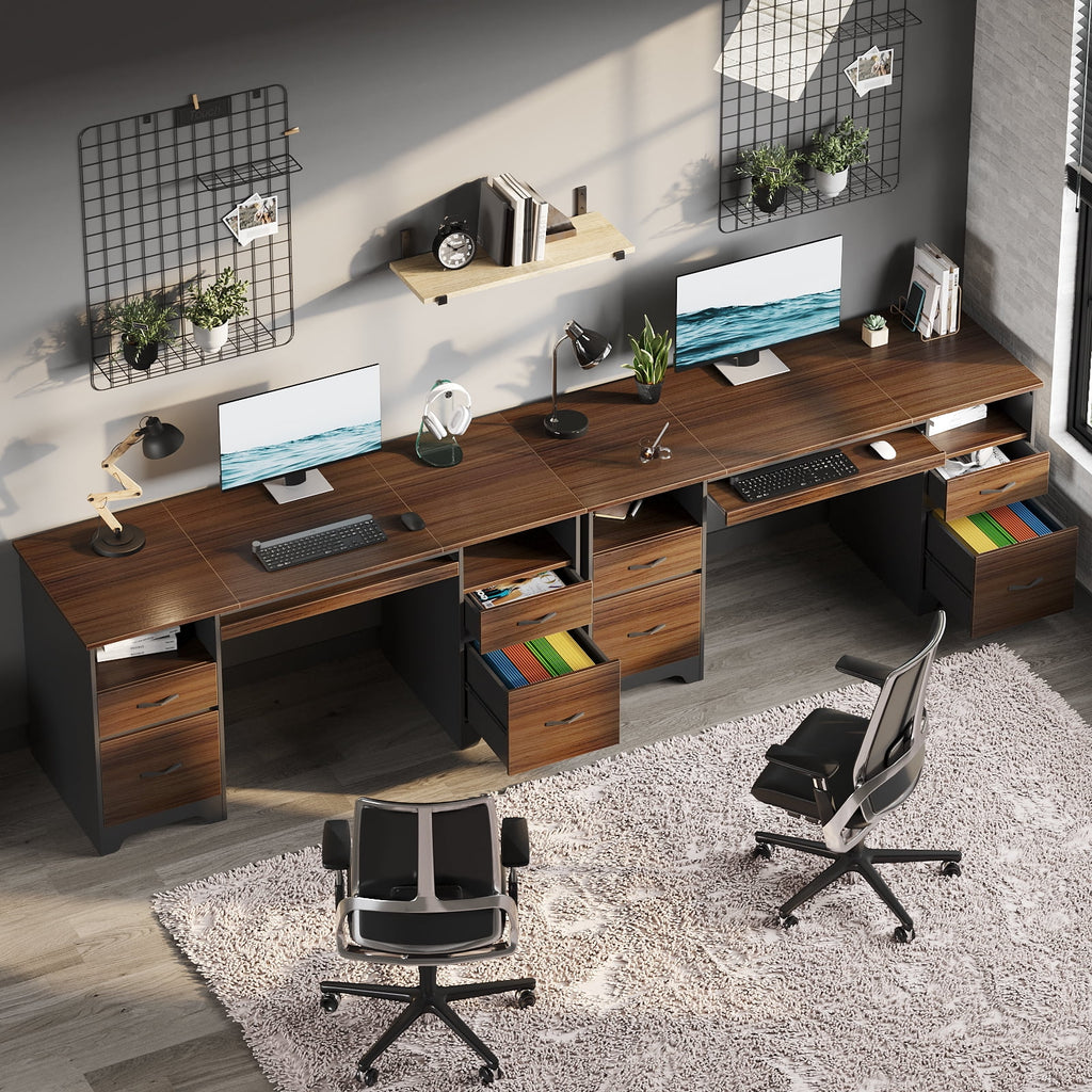 Bestier 59 Computer Desk with 4 Drawers, Office Executive Desk with File Drawer, Keyboard Tray for Home Office, Gray