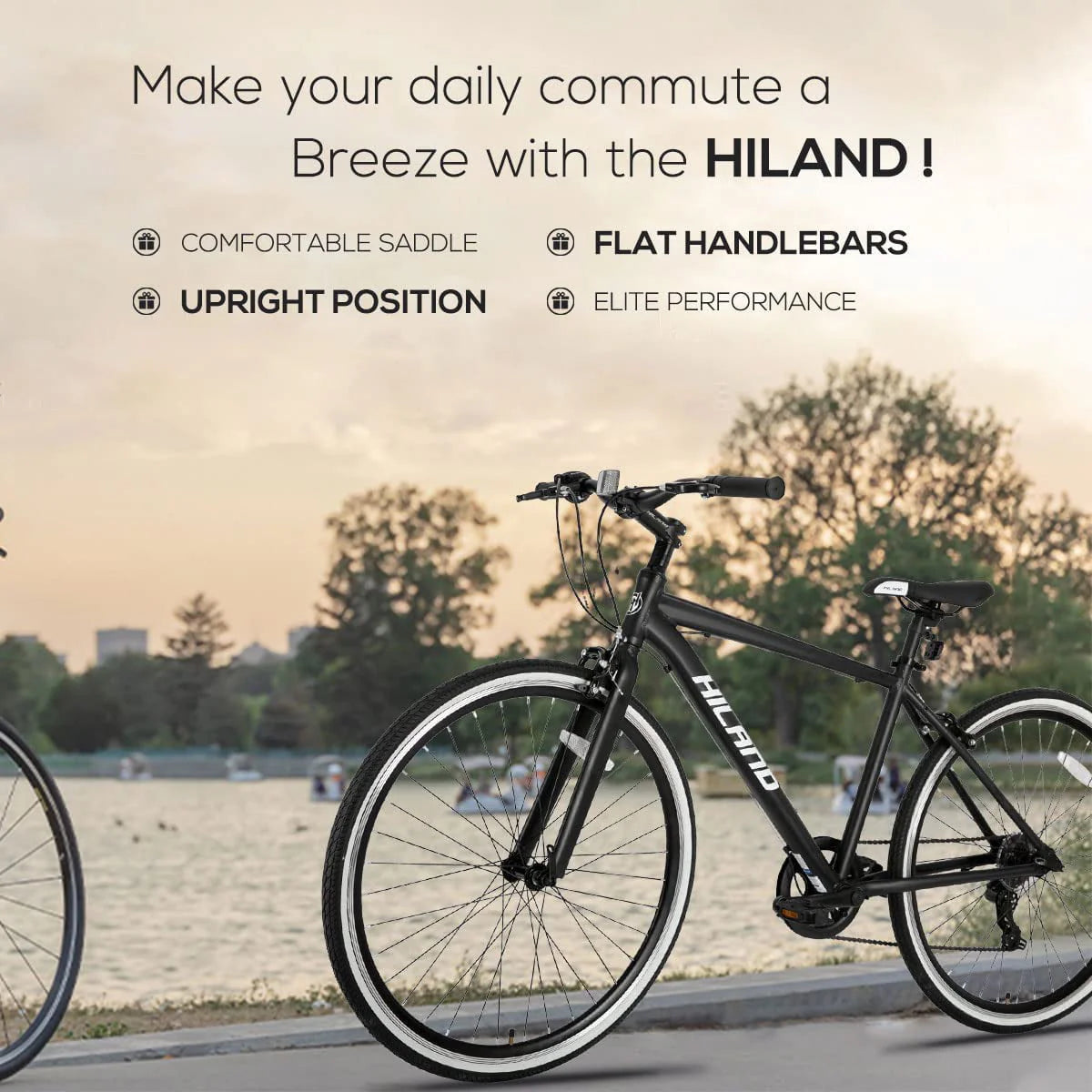 Hiland Hybrid Bike, Shimano Drivetrain 7 Speeds, 700C Wheels for Men Women Ladies Commuter Bike City Bike