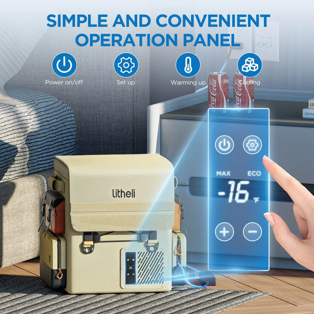 Litheli 16L Backpack Refrigerator,  55W Portable Electric Fridge Freezer Compressor Cooler for Fast Cooling Down to -4°F  with Ergonomic Backpack Design for Camping Car RV Home