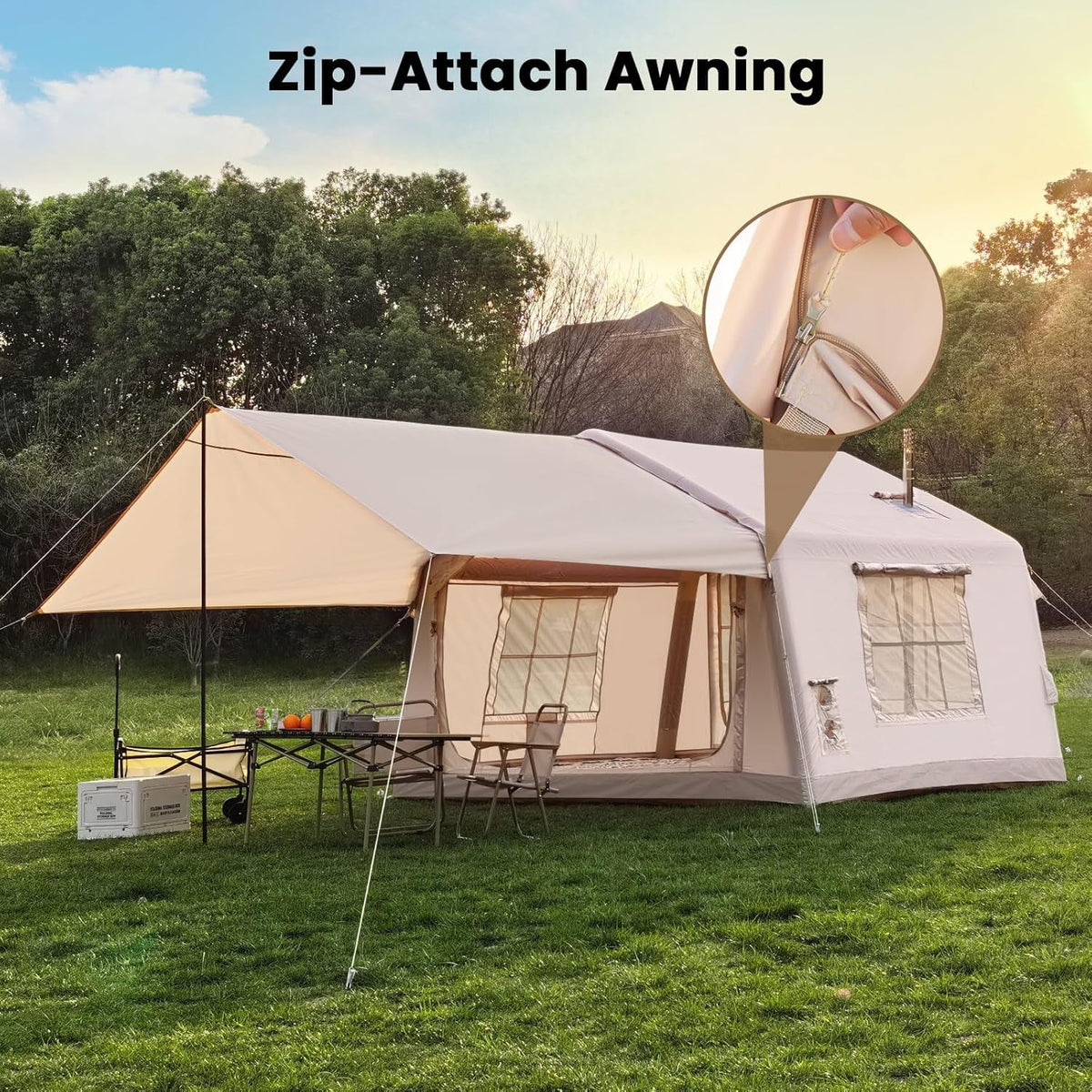 Inflatable Tents for Camping, Blow Up Tent with Canopy, Easy Setup Inflatable Camping Tent with Stove Jack, Waterproof Oxford Air Glamping Tents for Camping Adult 8-10 Person