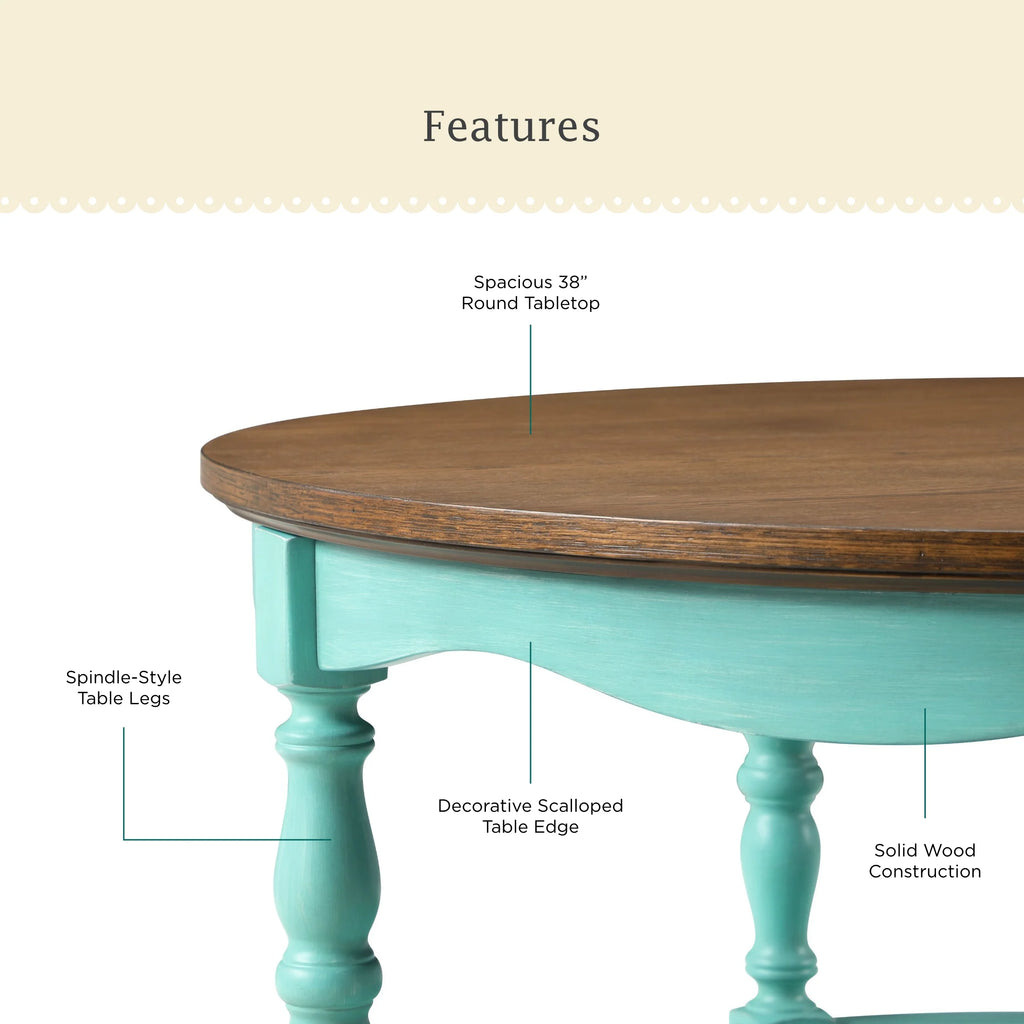 Pioneer Woman Helen Round Coffee Table, Teal