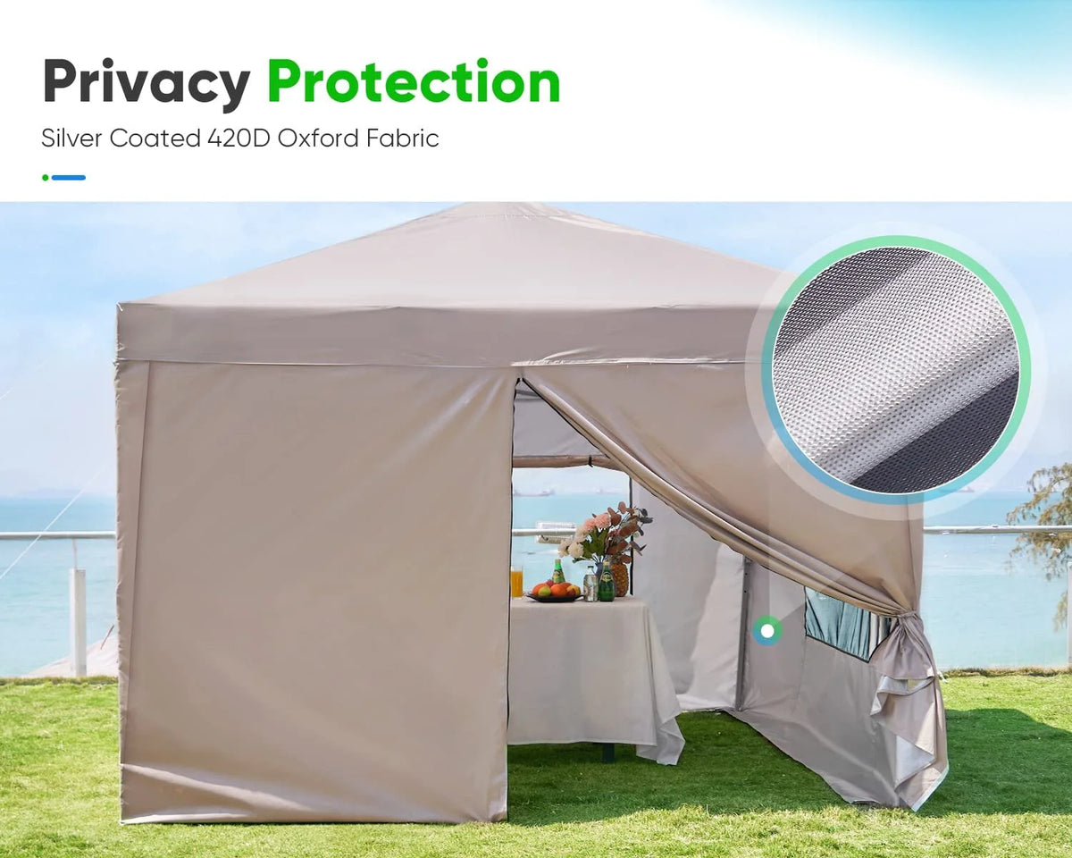 Quictent 8'x8' Pop up Canopy Tent with Sidewalls Instant Outdoor Gazebo Canopy Tent Shelter Enclosed Waterproof, with Wheeled Bag (Pink)