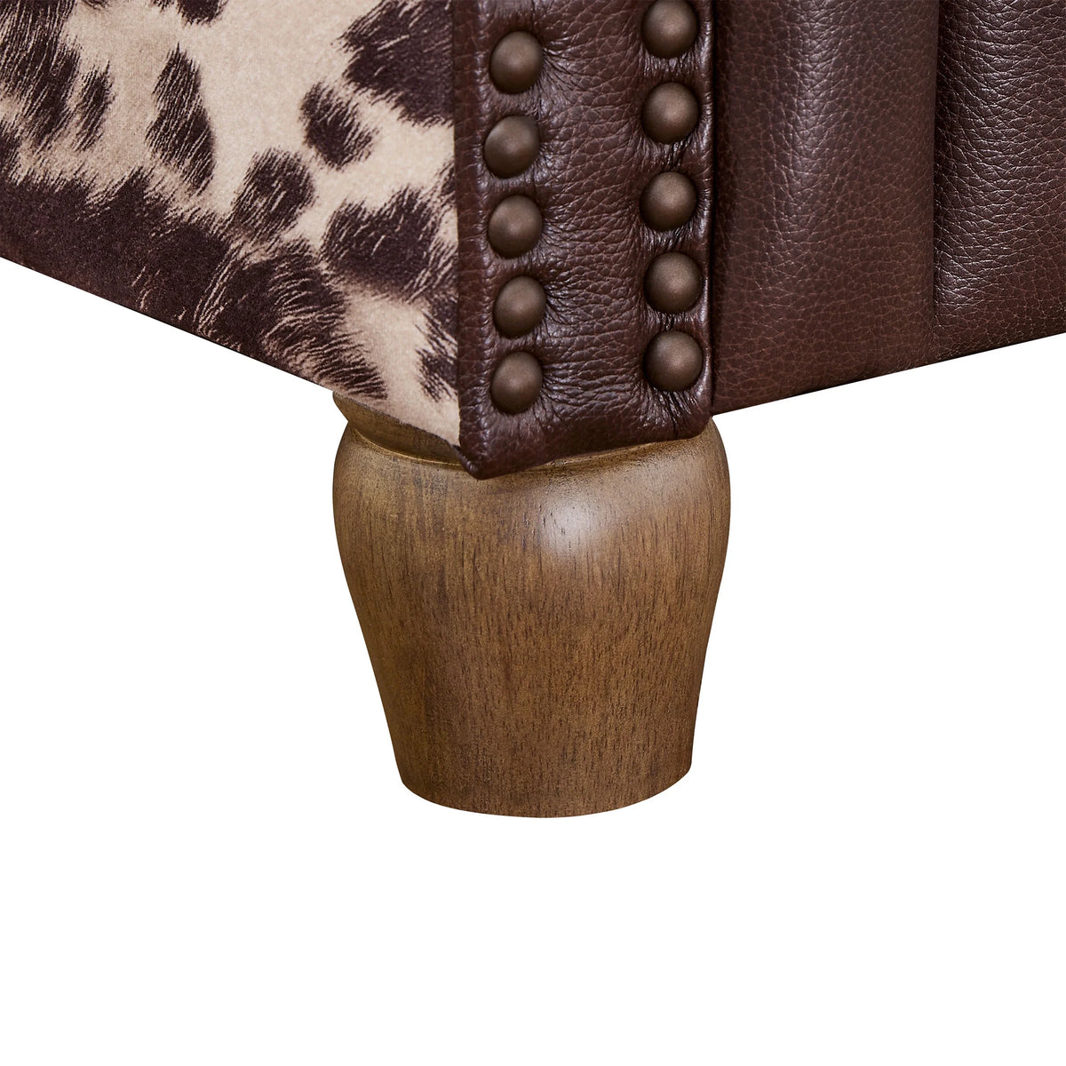 Pioneer Woman Harper Pushback Leather Recliner, Whiskey & Faux Cowhide Upholstery