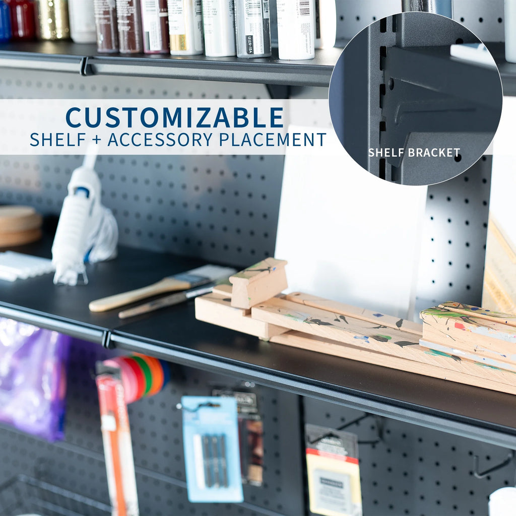 VIVO Black Freestanding Modular Pegboard System with 3 Tier Organization
