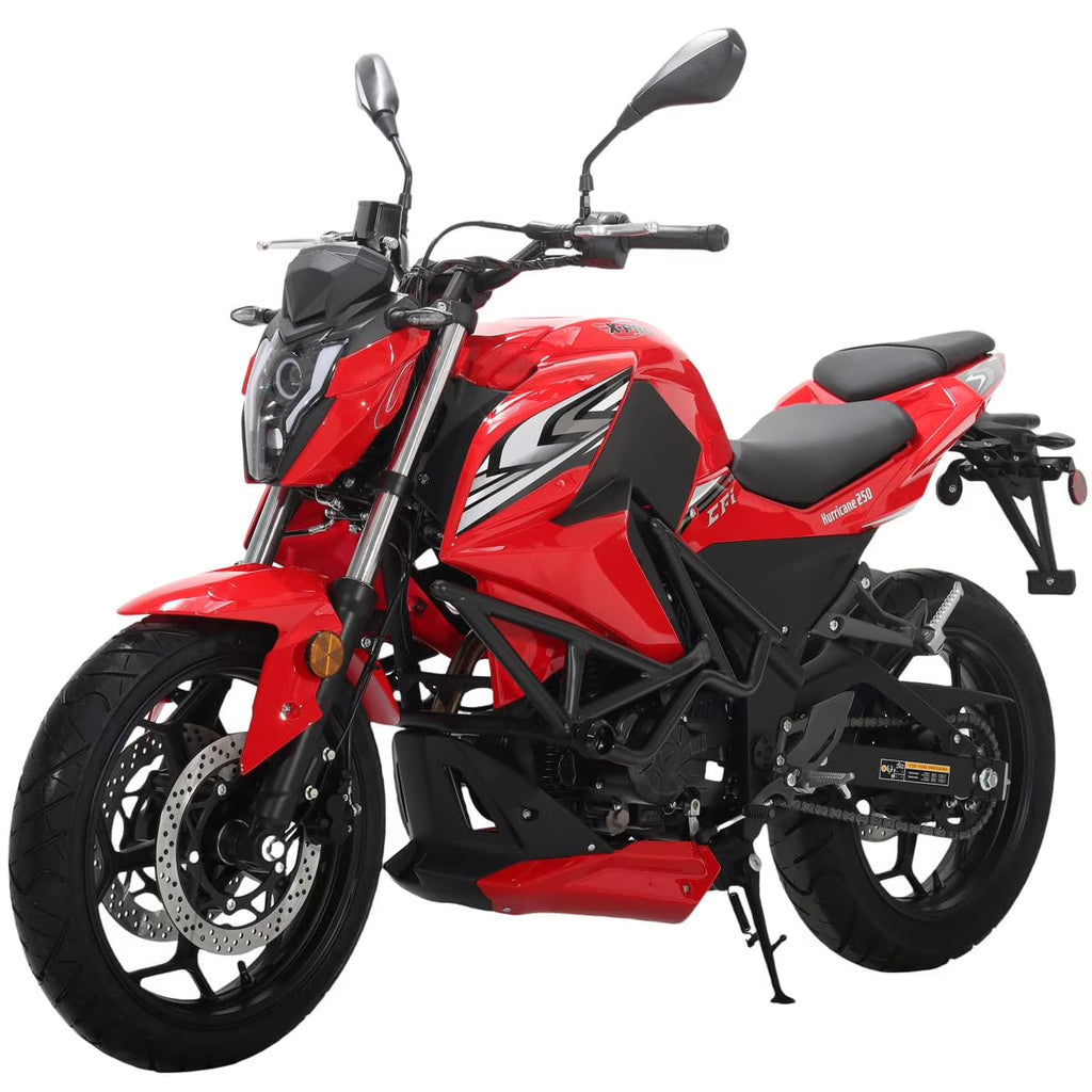 X-Pro Hurricane 250 Electronic Fuel Injection Gas Motorcycle with 6-Speed Manual Transmission, Electric Start! 17" Wheels! Assembled In Crate!