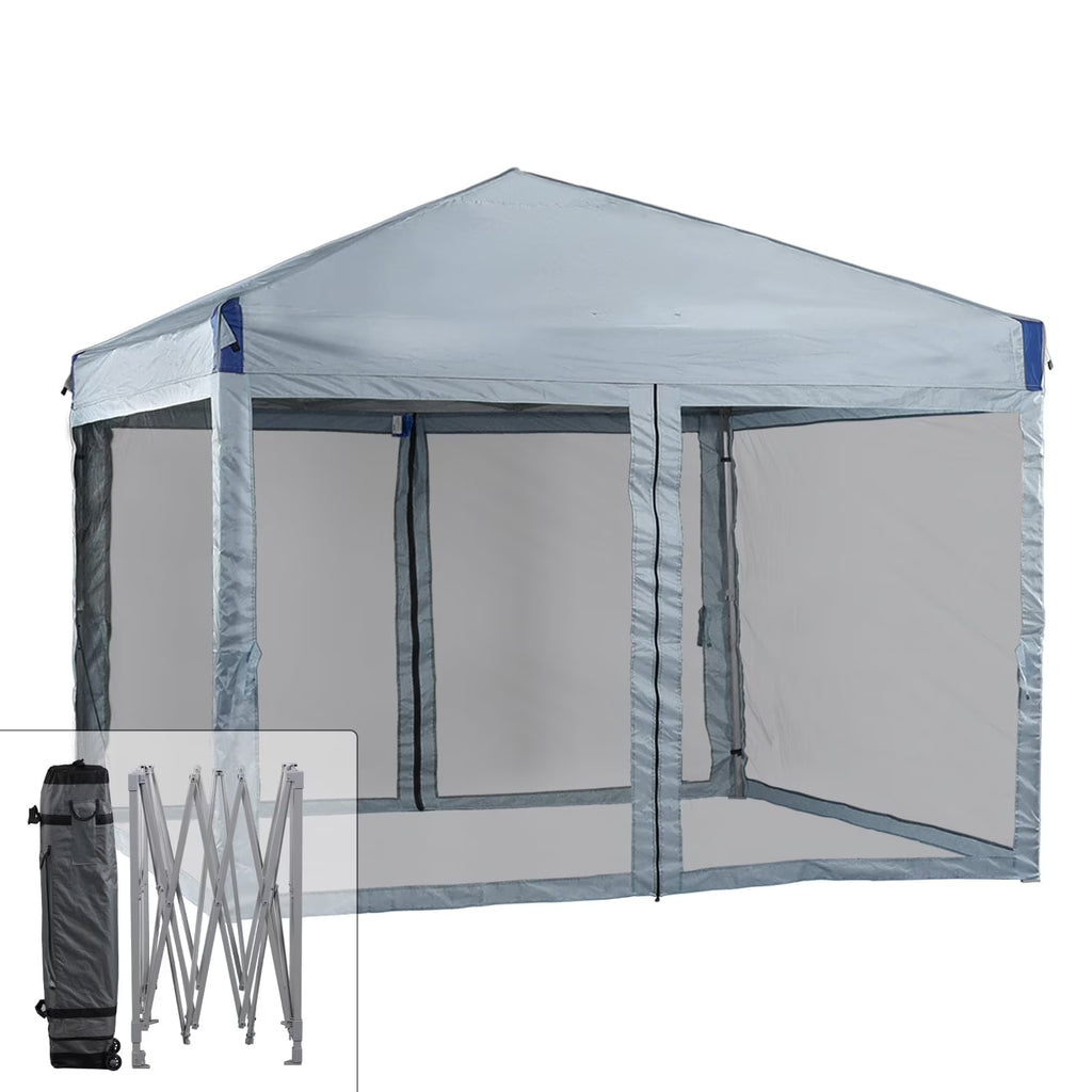 Aoodor 12'x12' Pop Up Canopy with Removable Mesh Sidewalls, Outdoor Portable Instant Shelter Tent-Black