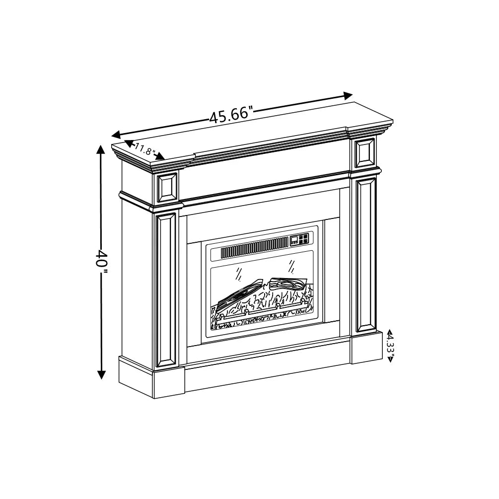 IMKHK Fireplace with Mantel, 46" Freestanding Electric Fireplace Heater with Stacked Stone Surround, TV Stand with Fireplace, Remote Control, Adjustable Flame Level for Living Room, 1400W, Brown