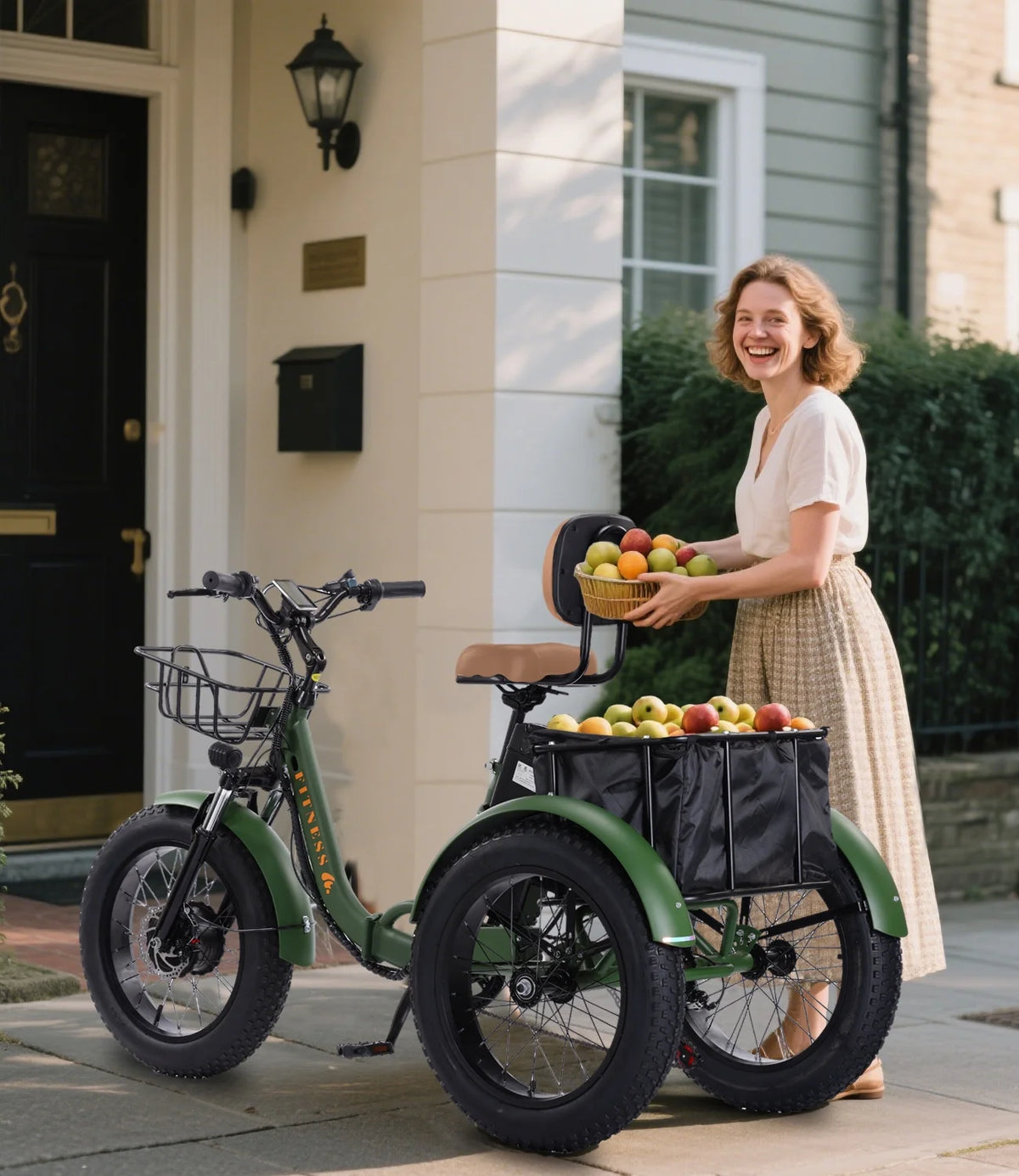 YEBEI Electric Tricycle for Adults Folding E-Trike Motorized Tricycle Electric 3 Wheels Trike Powerful 500W Motor Electric Tricycle 48V15AH Lithium Battery Max 20MPH 20*4.0 Fat Tire Orange