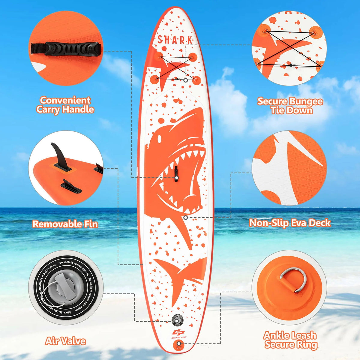 Goplus 11' Inflatable Stand Up Paddle Board with Backpack Aluminum Paddle Pump