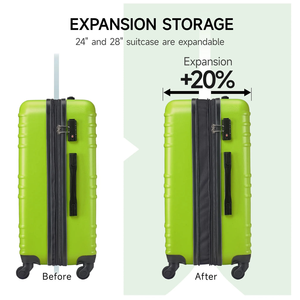 3 Piece Luggage Sets Hard Shell Suitcase Set with Spinner Wheels for Travel Trips Business 20" 24" 28", Rose Gold