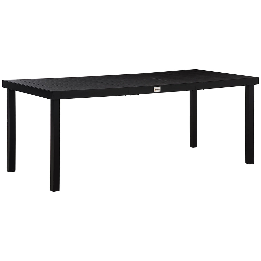 Outsunny 75" x 35" Outdoor Dining Table for 8 People, Rectangular Aluminum Frame Garden Table with All-Weather Faux Wood Top, Natural