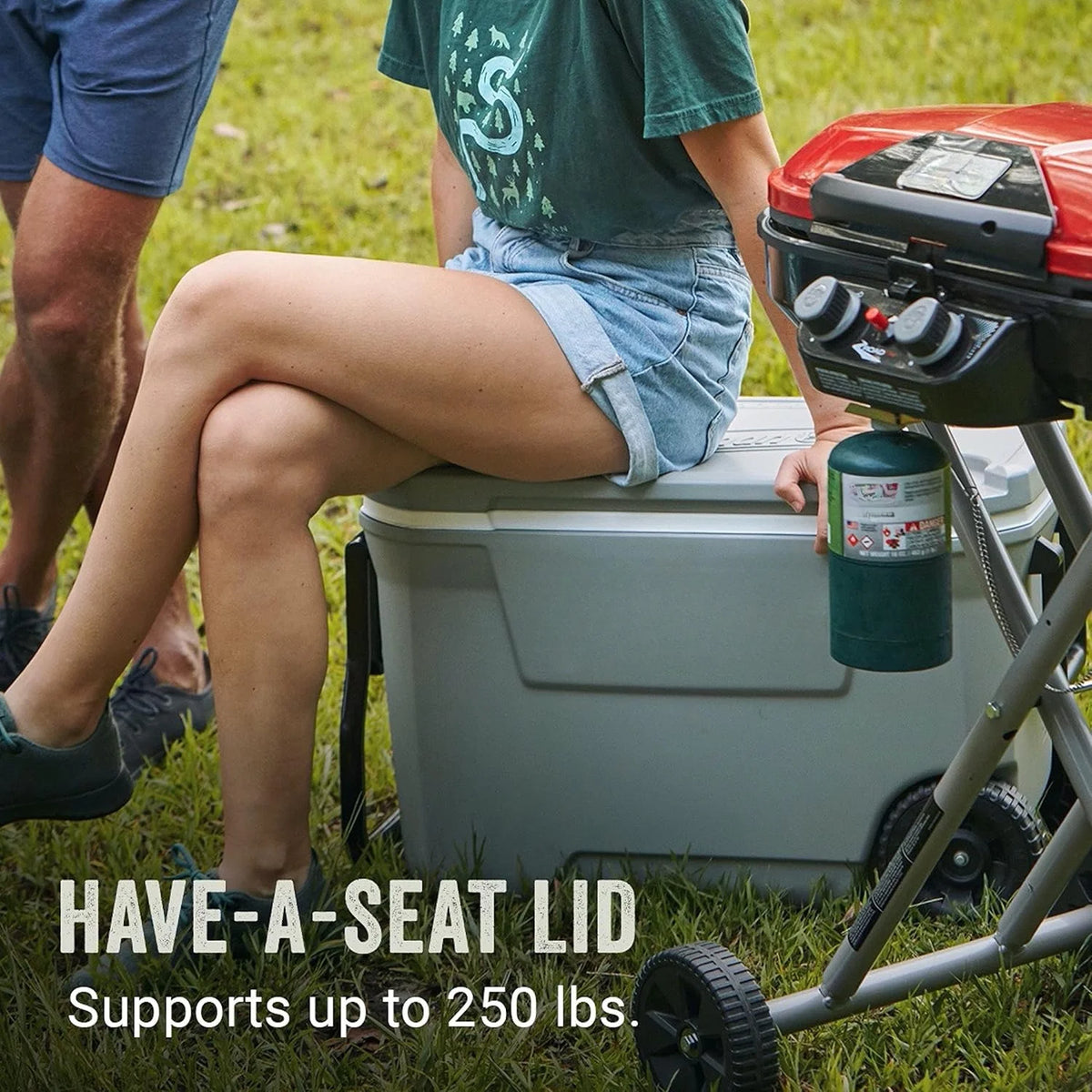 Classic Series Insulated Portable Rolling Cooler with Wheels, Leak-Resistant Outdoor Hard Cooler Keeps Ice up to 5 Days, 62-Quart