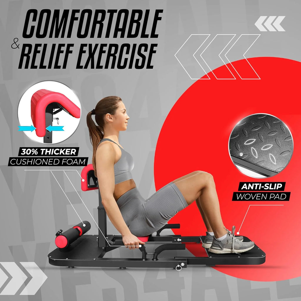 Yes4All Hip Thrust Leg Exercise Machines with Bench, Resistance Bands, Black/Red
