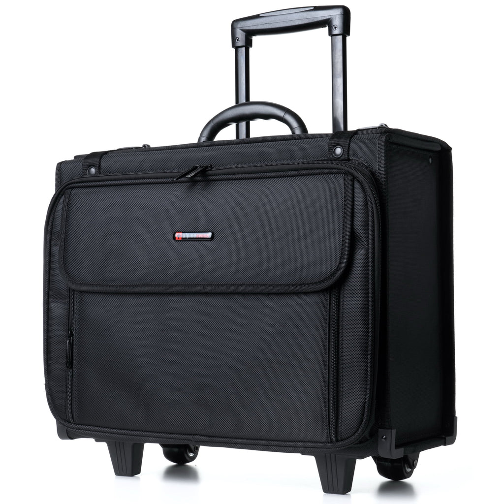 Alpine Swiss Rolling Briefcase Laptop Bag For Men Women Hard Side Catalog Case Wheels Legal Dividers Lawyer Attache Case Carry-On Business Travel Bag