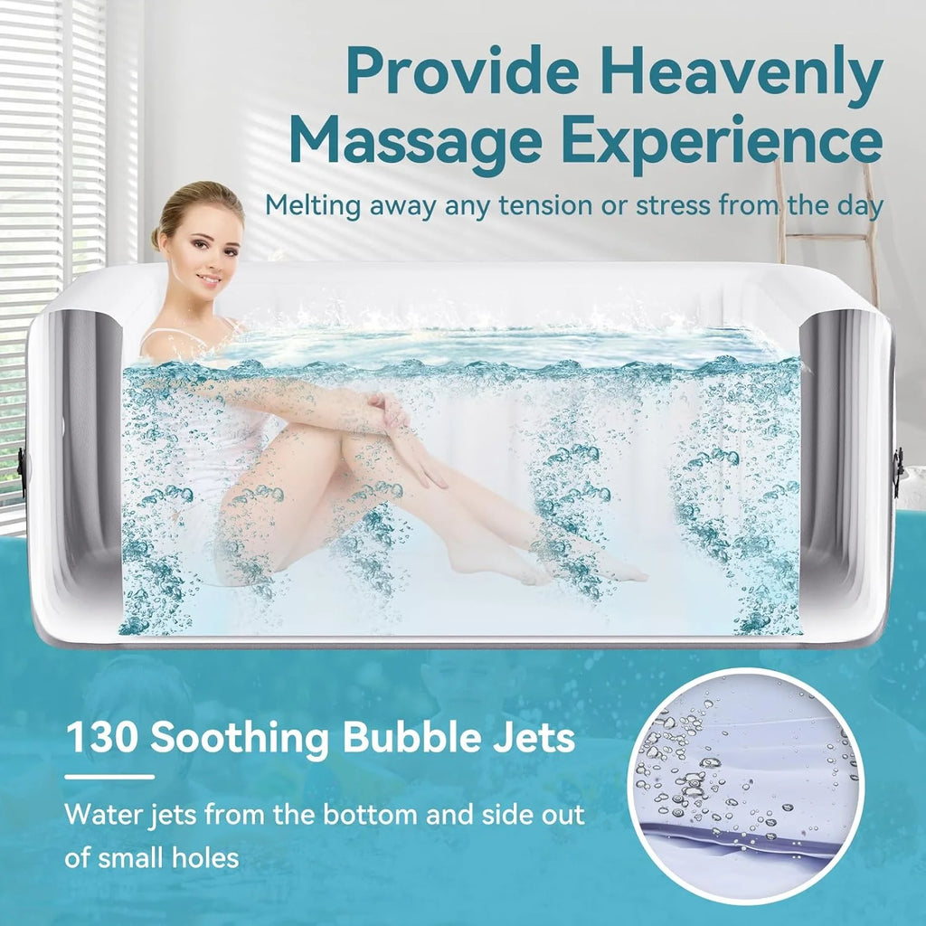 4-6 Person Inflatable Hot Tub, Large Polygon Portable Blow up Hot Tub, Leak-Proof PVC Outdoor Spa with 130 Air Jets, Insulated Cover and Heater Pump, 77 X 77 X 25