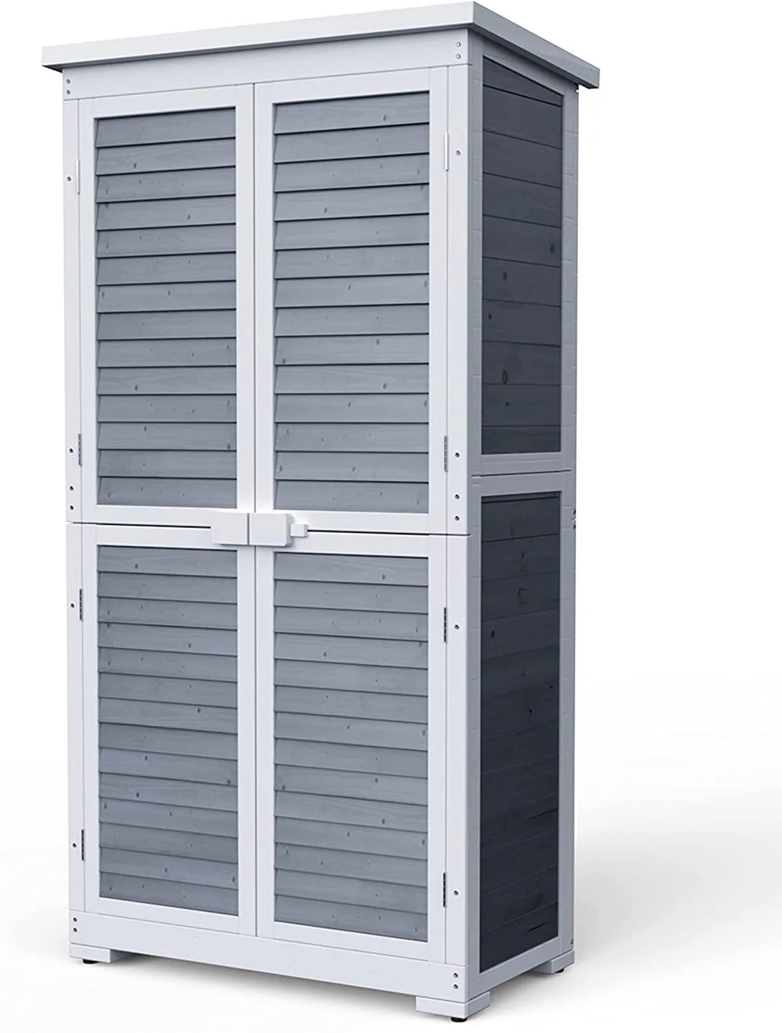 Lofka Outdoor Storage Cabinet Garden Shed w/ Asphalt Roof, Wooden, Natural