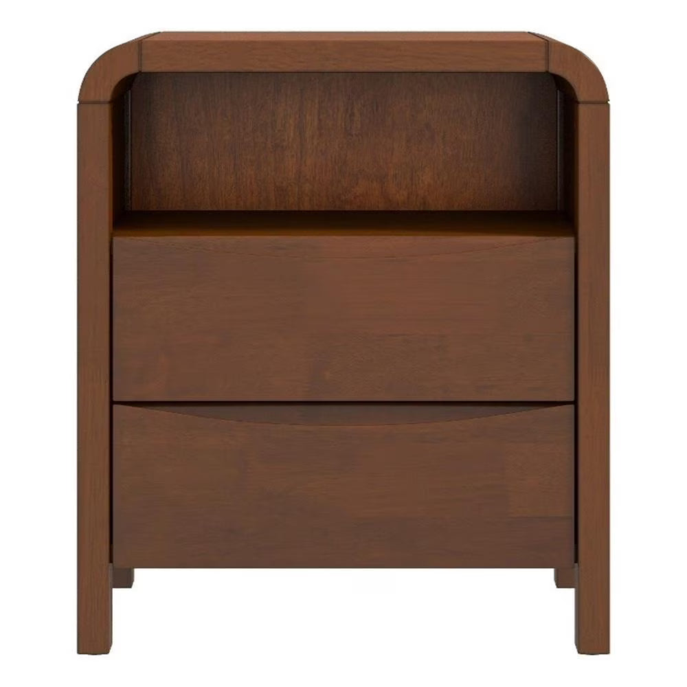 Arton Mid Century Solid Wood Walnut Nightstand Bed Side Tables with 2 Drawers