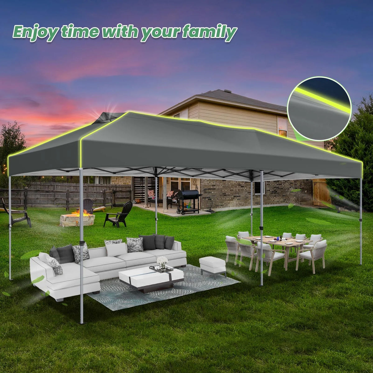 Hoteel Canopy 10x10 Pop Up Canopy Tent 1-Button Push Easy up Outdoor Canopy Instant Portable Commercial Shelter Waterproof UPF50+ Gazebo with Reflective Strip, Air Vent & 4 Sandbags, Black