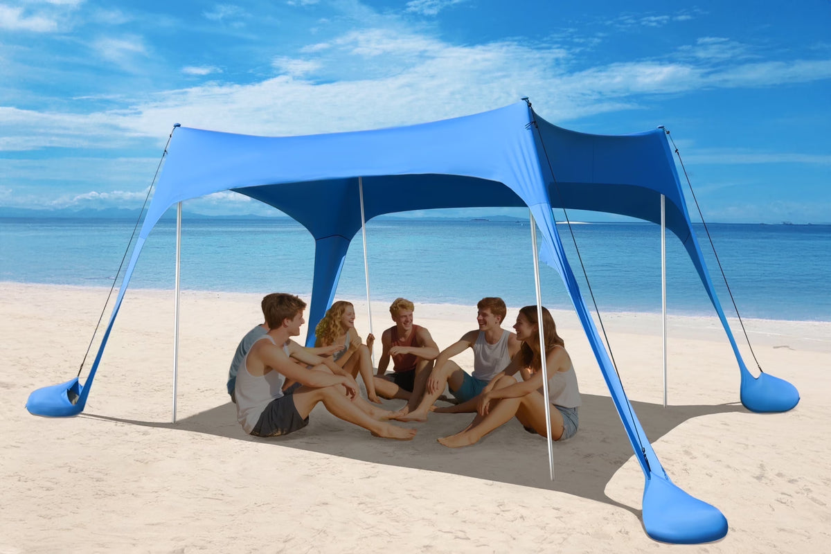 Easierhike 10'x10' Beach Tent Sun Shelter, UPF 50+ Windproof Beach Canopy for 8-10 People, Portable with Carry Bag, Easy Setup for Outdoor, Royal Blue