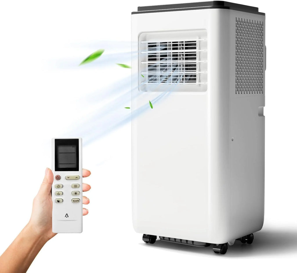 4-In-1 Portable AC with Advanced Filtration - 8000 BTU, Dehumidify, Sleep, Fan Modes, Quiet 54dB, Smart Control, Easy Mobility, Black
