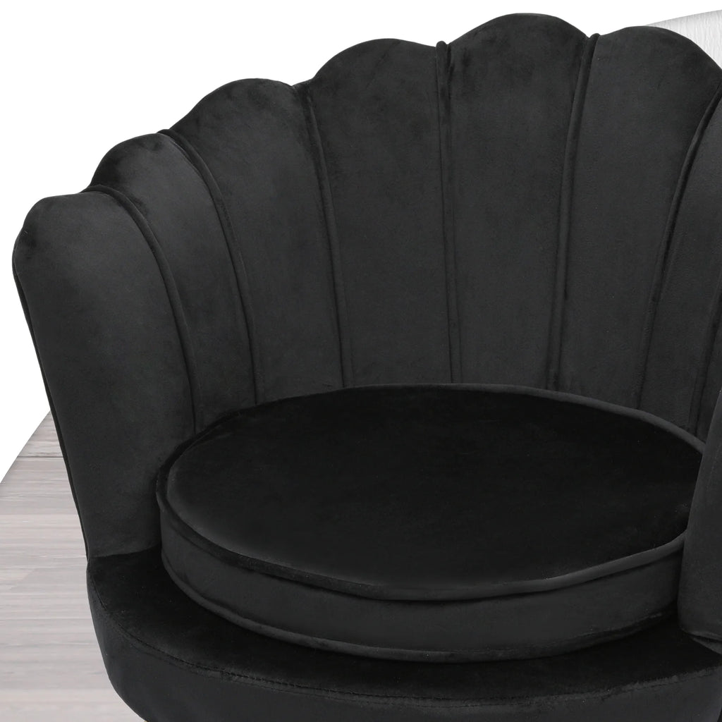 MoNiBloom Set of 2 Velvet Tufted Accent Chair with Pillow and Stool, Upholstered Modern Single Sofa Side Chair with Padded Seat and Golden Metal Legs, Living Room Armchair, Black