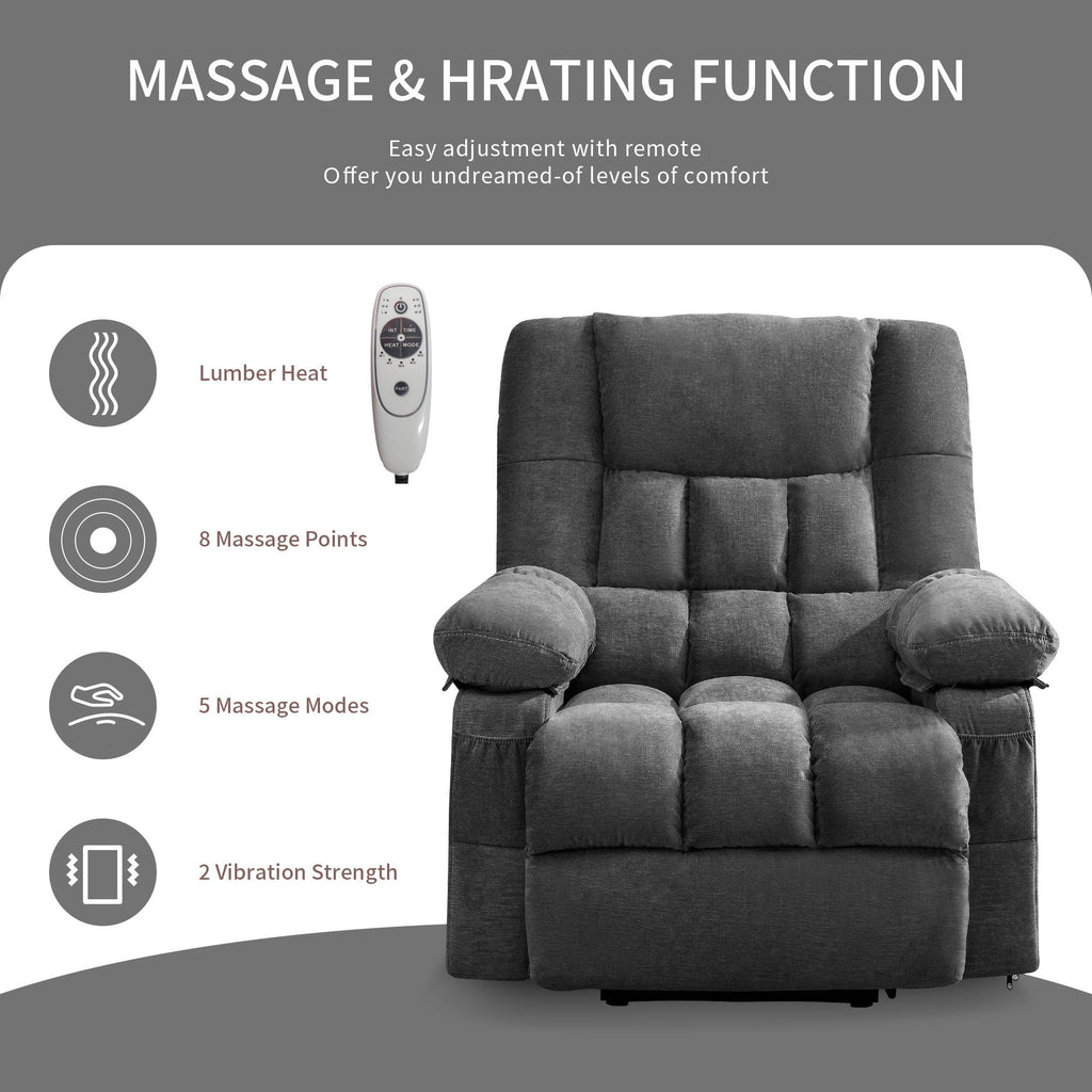 JONPONY Power Lift Recliner Chair Recliners for Elderly with Heat and Massage Recliner Chair for Living Room with Infinite Position and Side Pocket,USB Charge Port,Brown