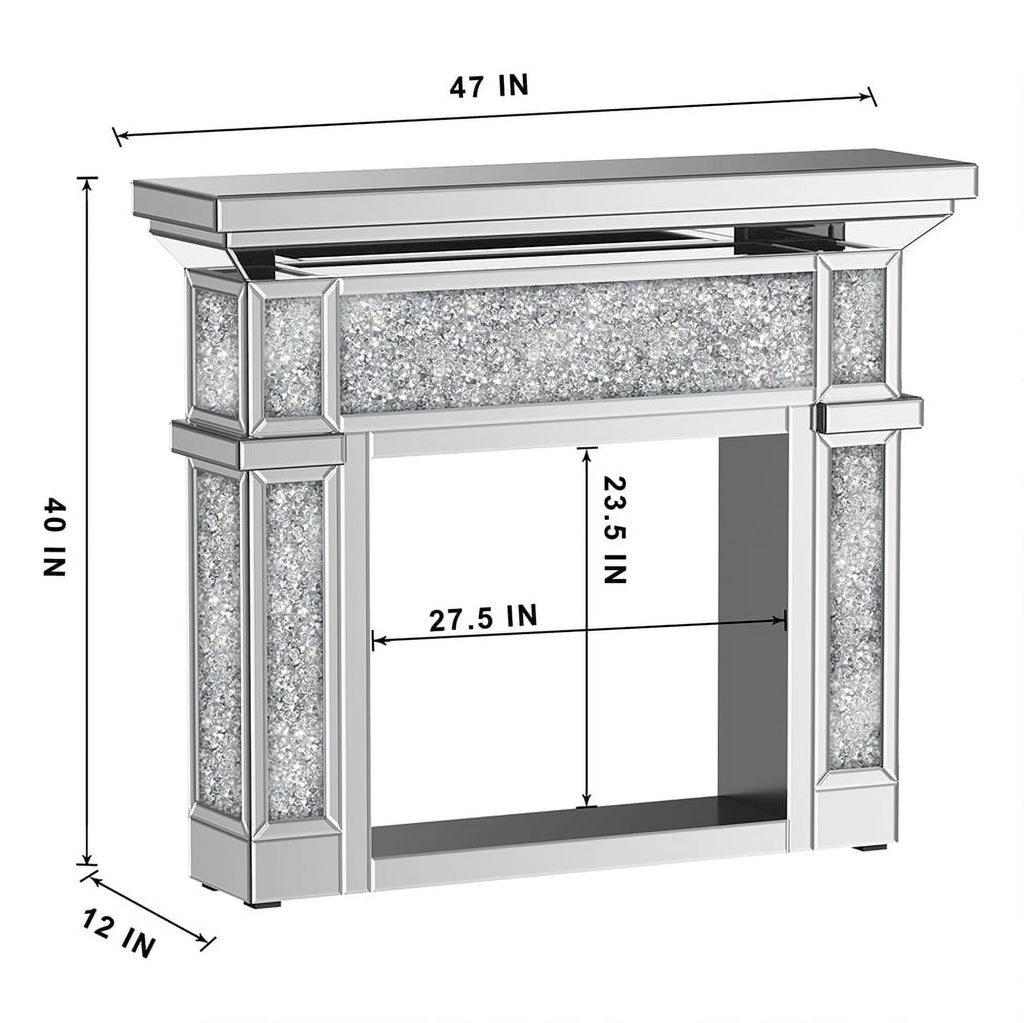 ENENE Mirrored Electric Fireplace 47 x 40 1500W Indoor Fireplace
