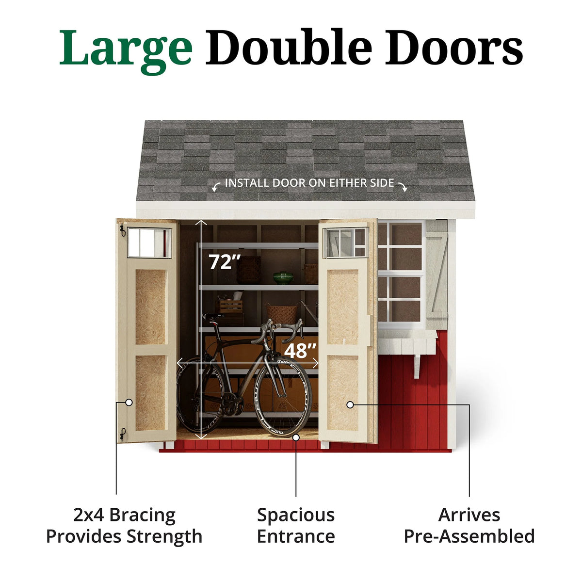 Little Cottage Co. 8x8 Colonial Pinehurst Shed with Operable Window, Outdoor Wood Storage Do-It-Yourself Precut Kit
