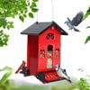 Birdkiss 5lbs Squirrel-Proof Wild Bird Feeder with Bilateral Weight-Activated Perches, 14 Feeding Ports, Outdoor Bird Feeder for Garden Yard Outside, Red