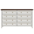 HIUU Farmhouse 8 Drawers Dresser,54 Inch Wide Rustic Wood Dressers & Chest of Drawers for Living Room, Bedroom, Hallway, Closet, Office, Antique White